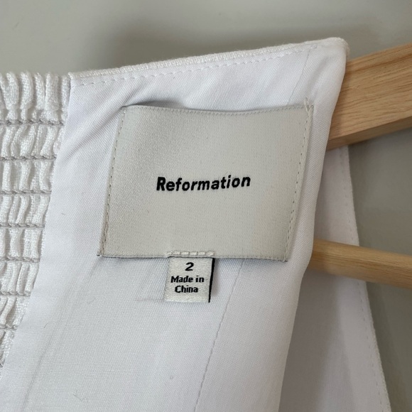 NEW Reformation Coucou Midi Linen Dress Puff Sleeves White | size 2 - Picture 10 of 16